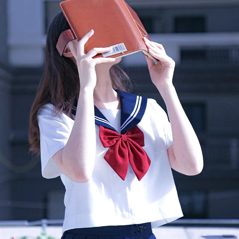 블랙 화이트 JK 유니폼 여름 짧은/긴 소매 일본 학교 교복 소녀 선원 세트 Pleated 치마 JK 유니폼 COS 의상
